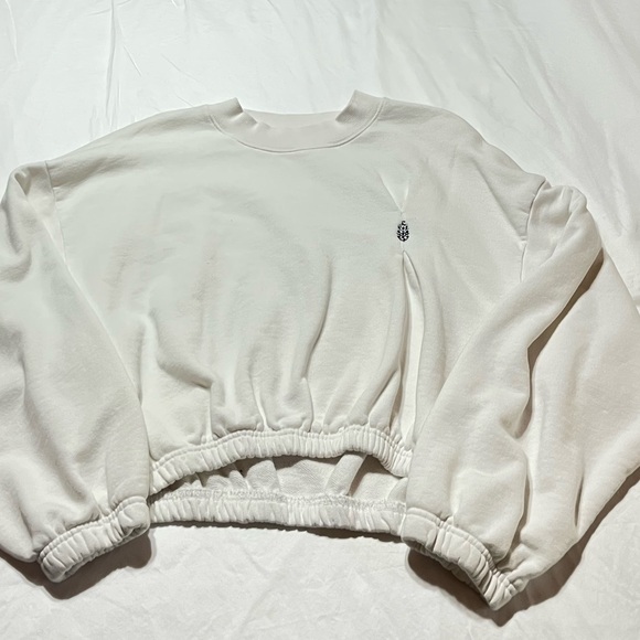 FP Movement by Free People Sweaters - White Cropped Sweatshirt with Embroidered Logo